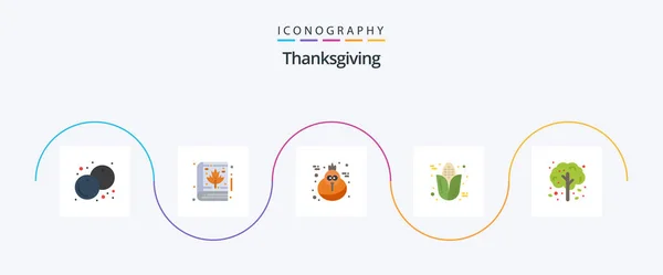 Thanksgiving Flat Icon Pack Including Thanksgiving Apple Holiday Thanksgiving Cob — Stok Vektör