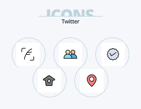 Twitter Line Filled Icon Pack Icon Design Twitter Cover Tweet — 图库矢量图片