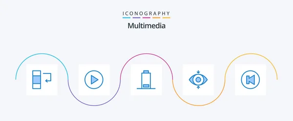 Multimedia Blue Icon Pack Including Eye Multimedia — Stockvektor