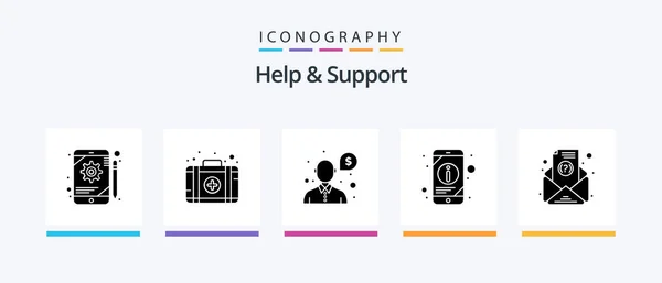 Help Support Glyph Icon Pack Including Subscription Email Money Phone — Stock Vector