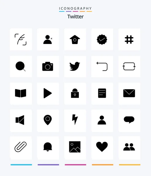 Creative Twitter Glyph Solid Black Icon Pack Tweet Follow Tweet — Vettoriale Stock