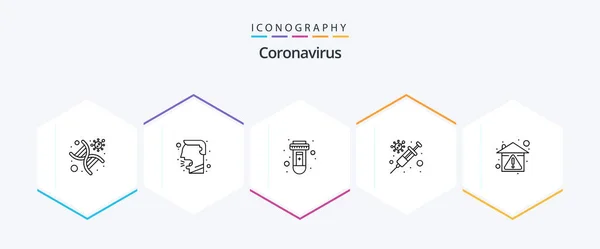 Coronavirus Γραμμή Πακέτο Εικονίδιο Συμπεριλαμβανομένης Της Πρόληψης Σπίτι Τεστ Ιός — Διανυσματικό Αρχείο