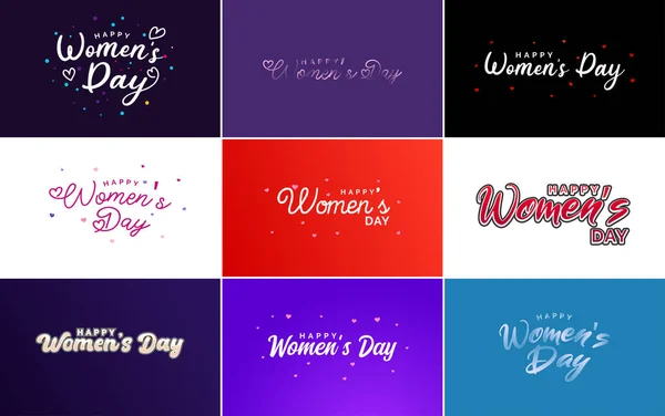 Set Happy International Woman Day Signs Emblems Vector Design Elements — Archivo Imágenes Vectoriales