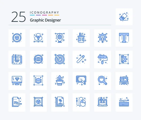 图形设计师25蓝色图标包包括壶 格栅持单人 — 图库矢量图片