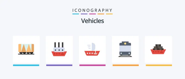 Vehicles Flat Icon Pack Including Tanker Ship Ship Transport Creative — Stock Vector