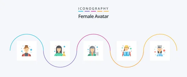 Female Avatar Flat Icon Pack Including Worker Female Engineer Woman — Vettoriale Stock