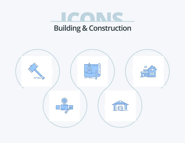 Building Construction Blue Icon Pack Icon Design Architecture Legal Construction — Stock Vector