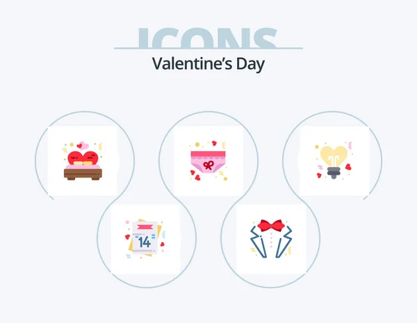 Valentines Day Flat Icon Pack Icon Design Underwear Love Suit — Stock Vector