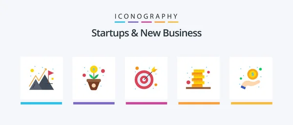 Startups New Business Flat Icon Pack Including Budget Money Arrow — Stock Vector
