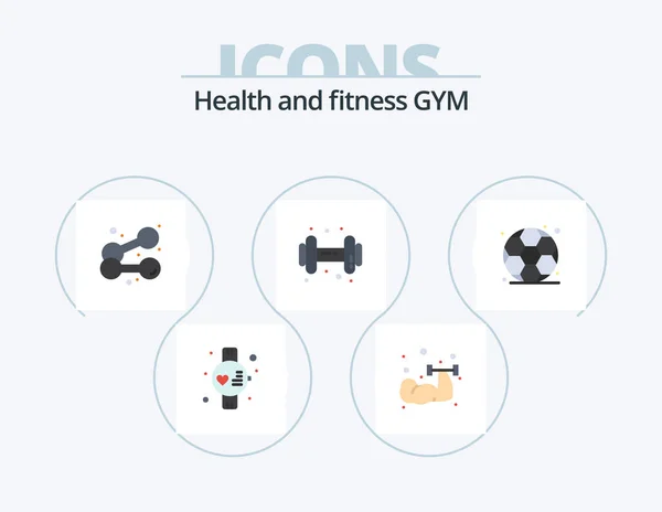 Gym Flat Icon Pack Icon Design Idiota Futebol — Vetor de Stock