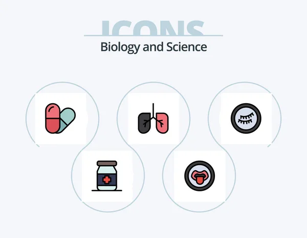 Biology Line Filled Icon Pack Icon Design Pulse Science Monitor — Wektor stockowy