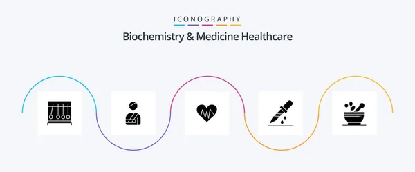 Biochemie Medicína Zdravotnictví Glyph Icon Pack Včetně Medicíny Léky Lékařské — Stockový vektor