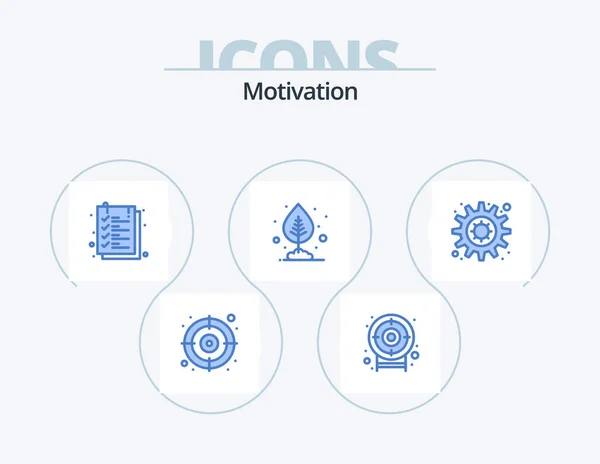Motywacja Blue Icon Pack Projekt Ikony Tak Motywacja Tekst Sprzęt — Wektor stockowy