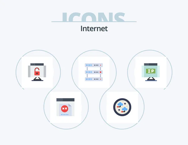 Internet Flat Icon Pack Icona Design Posizione Internet Serratura Stoccaggio — Vettoriale Stock