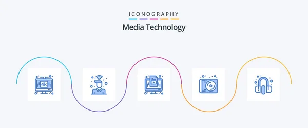 Media Technology Blue Icon Pack Including Technology Media User Device — 图库矢量图片