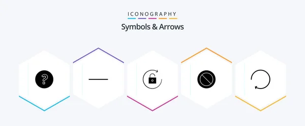 Symbols Arrows Glyph Icon Pack Including Ban Clockwise — Stok Vektör