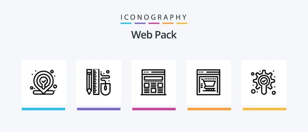 Web Pack Line Icon Pack Einschließlich Web Store Commerce Interaktive — Stockvektor