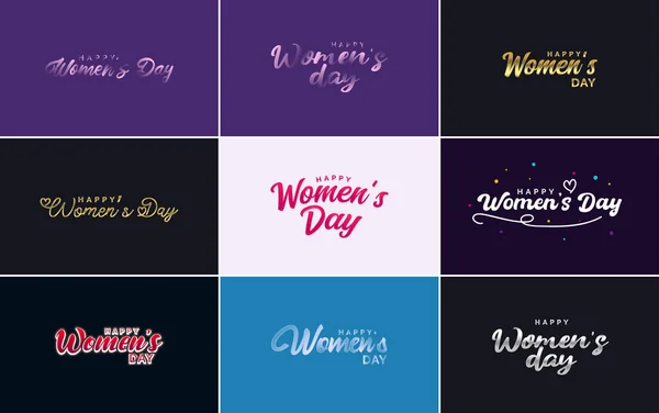 Pink Happy Women Day Typographical Design Elements International Women Day — Stockvector
