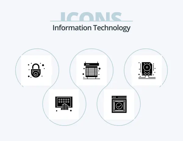 Tecnología Información Glyph Icon Pack Icon Design Fan Ordenador Web — Vector de stock