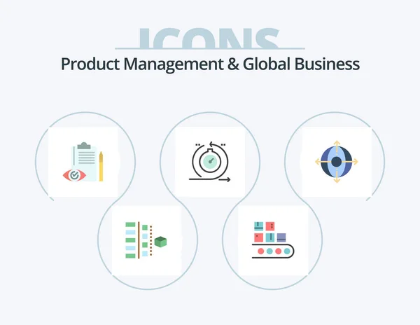 Product Managment Global Business Flat Icon Pack Icon Design Development — Stock vektor