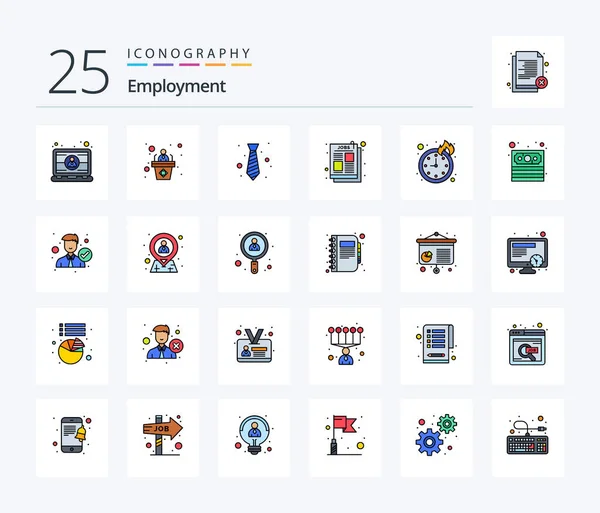 Employment Line Filled Icon Pack Including Job Article Speech Fashion — Vettoriale Stock