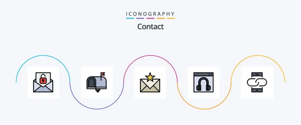 Contact Line Filled Flat Icon Pack Including Help Contact Box — ストックベクタ