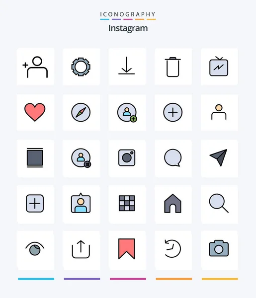 Creative Instagram Line Filled Icon Pack Interface Love Twitter Refresh — Stockvektor