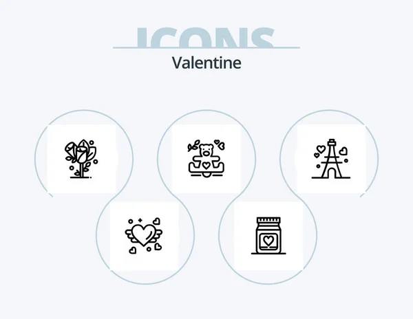 Valentine Line Icon Pack Icon Design Lásko Svatba Lásku Srdce — Stockový vektor