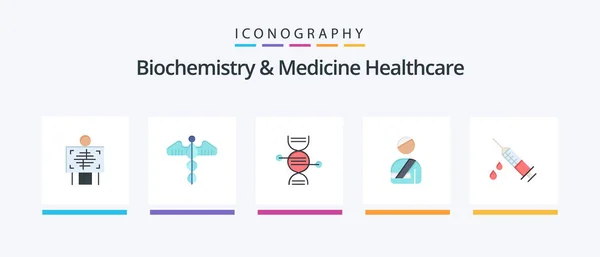 Biochemistry Medicine Healthcare Flat Icon Pack Including Hospital User Health — Stock Vector