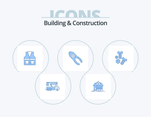 Building Construction Blue Icon Pack Icon Design Repair Pliers Real — Vector de stock