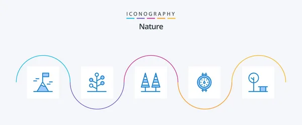 Nature Blue Icon Pack Including Park City Forest Pipe Gauge — Stok Vektör