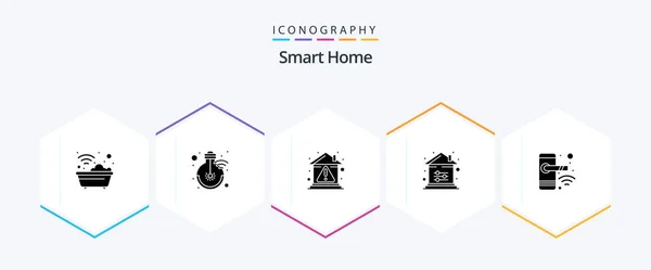 Smart Home Glyph Πακέτο Εικονίδιο Συμπεριλαμβανομένης Της Επιλογής Σπίτι Φως — Διανυσματικό Αρχείο