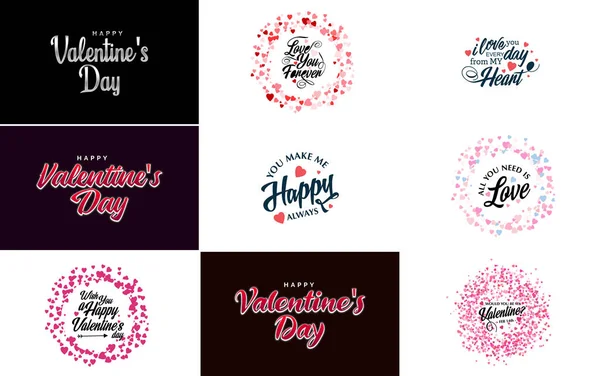 Happy Valentine Day Hand Lettering Calligraphy Text Heart Isolated White — Stockvektor