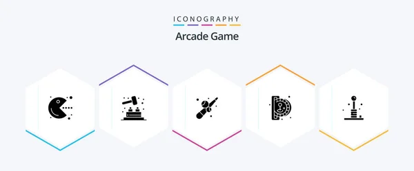 Arcade Glyph Icon Pack Including Games Arcade Fun Play Fun — Stock Vector