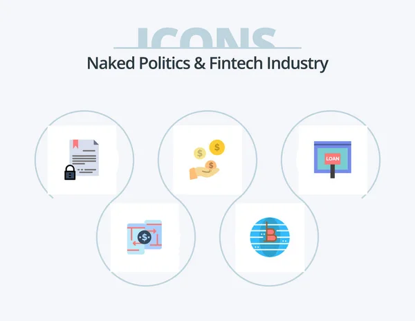 Naked Politics Fintech Industry Flat Icon Pack Icon Design Dollar — Stock Vector