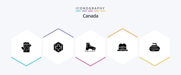 Canada Glyph Icon Pack Including Curling Canada Alpine Hat Scandinavia — Archivo Imágenes Vectoriales