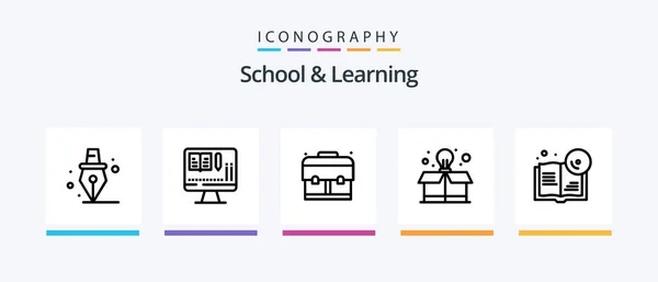 School Learning Line Icon Pack Including Graduation Graduation Education Book — Vector de stock