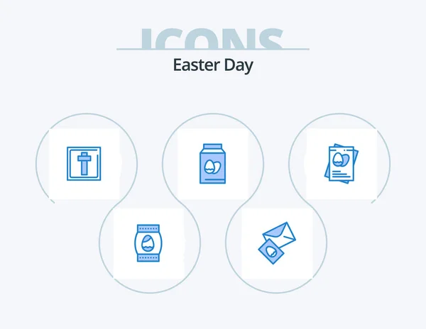 Easter Blue Icon Pack Icon Design Easter Massege Eggs Passpoet — Vetor de Stock