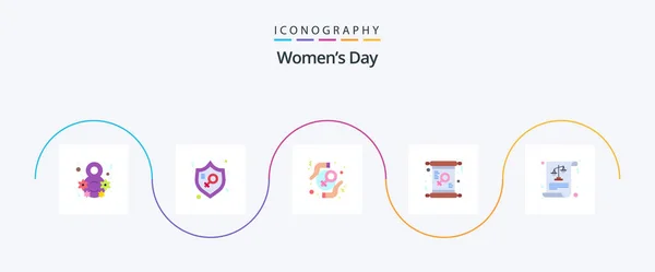 Womens Day Flat Icon Pack Including Invite Day Woman Card — 图库矢量图片
