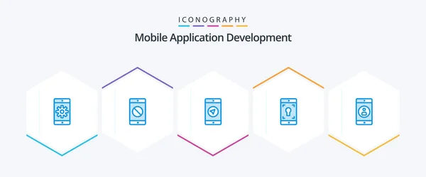 Mobile Application Development Blue Icon Pakning Inkludert Mobil Applikasjon Søknad – stockvektor