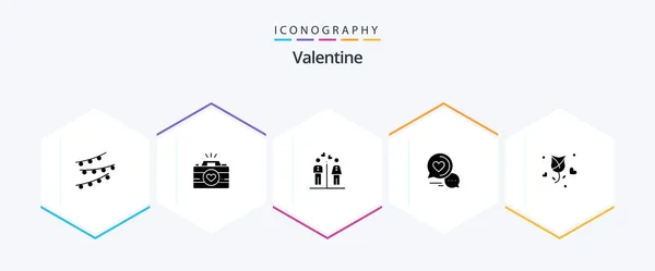 Valentine Glyph Icon Pack Including Boy Women Images Men Day — Stok Vektör
