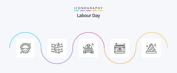 Labour Day Line Icon Pack Including Cap Labor Cap Day — Stock Vector