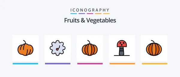 Fruits Vegetables Line Filled Icon Pack Including Fruit Food Creative — Stock Vector