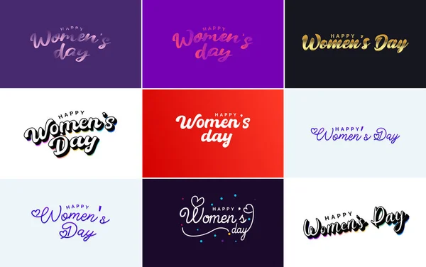3月8日 Happy Women Day をテーマにしたタイポグラフィデザイン — ストックベクタ