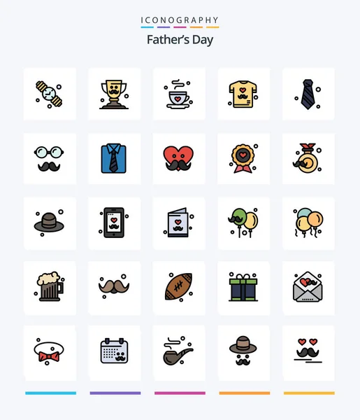 Creative Fathers Day Line Filled Icon Pack Dress Code Shirt — Stockový vektor
