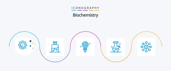 Biochemistry Blue Icon Pack Including Cell Biochemistry Biology Potion Demo — Stock Vector