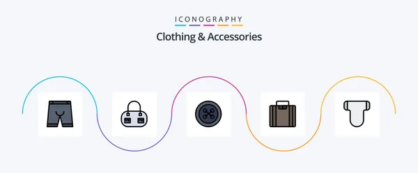 Clothing Accessories Line Filled Flat Icon Pack Including Pampers Briefs — Image vectorielle