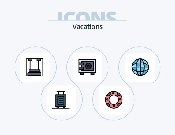Vacations Line Filled Icon Pack Icon Design Tool Perforator — Archivo Imágenes Vectoriales