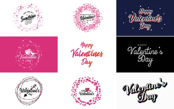 Happy Valentine Day Hand Drawn Lettering Vector Illustration Suitable Use — Vector de stock