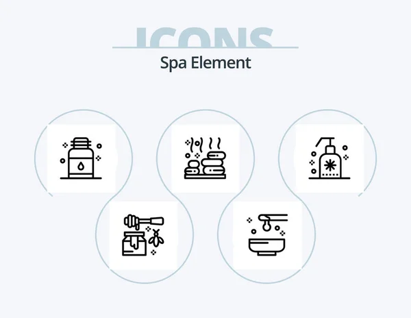 Spa Element Line Icon Pack Icon Design Pedras Relaxa Spa — Vetor de Stock